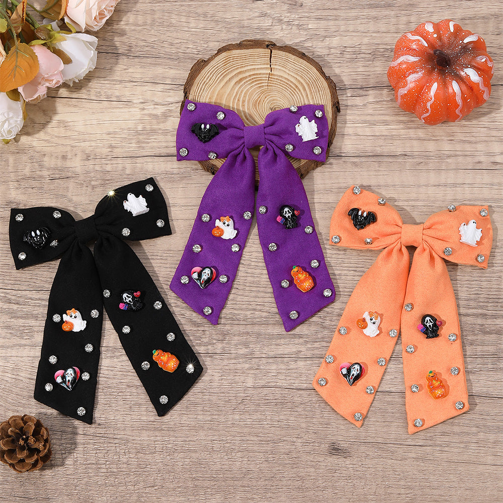 Large Fabric Halloween Hair Bow Clip for Girls