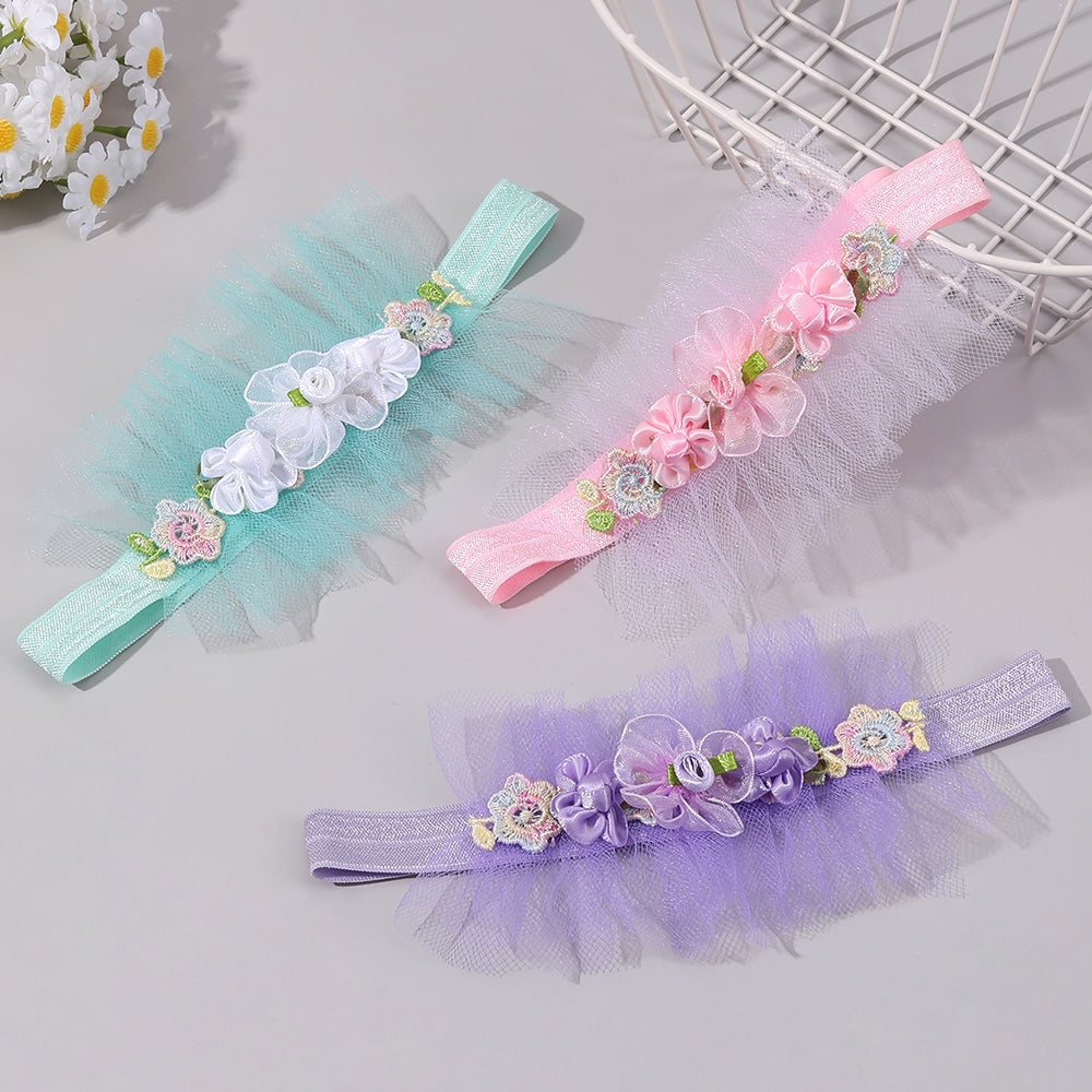 3Pcs Flower Baby Elastic Headband for Infant Hairband