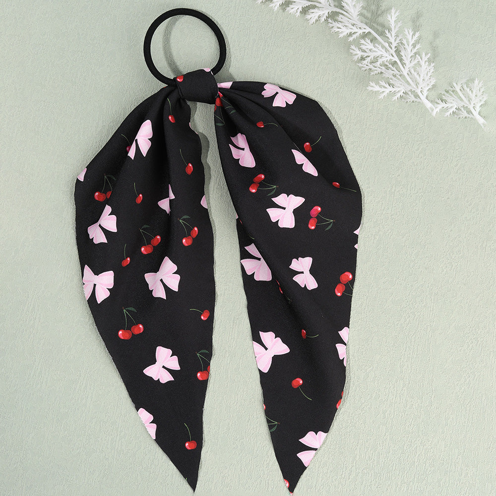 Women Print Fabric Handmade Ponytails Bow Ties Girls Scrunchies Accessories