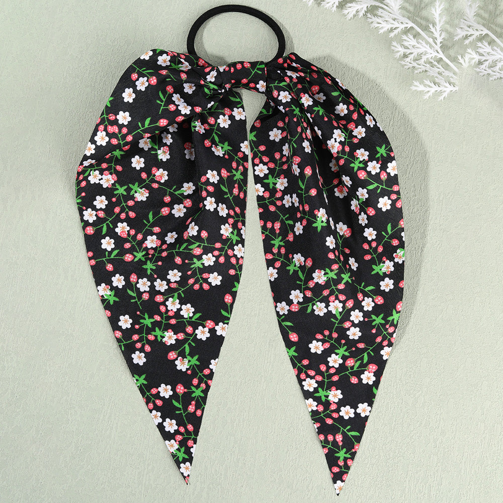 Women Print Fabric Handmade Ponytails Bow Ties Girls Scrunchies Accessories