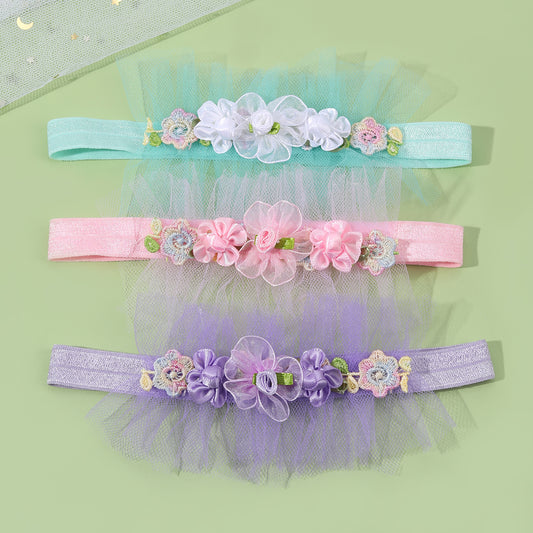 3Pcs Flower Baby Elastic Headband for Infant Hairband