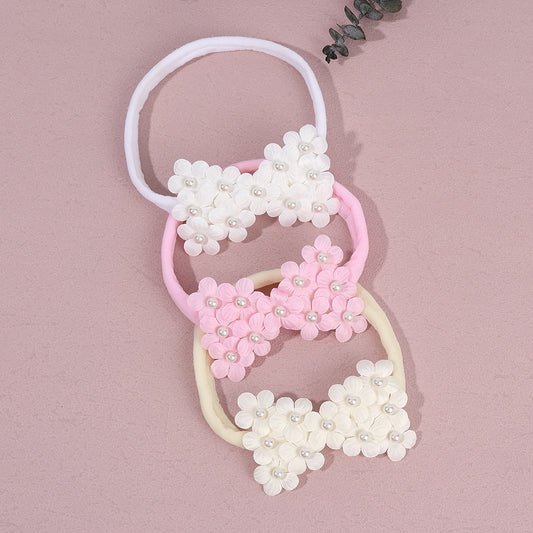 Baby Flower Nylon Headband Fabric Hair Bow Hairband Toddler