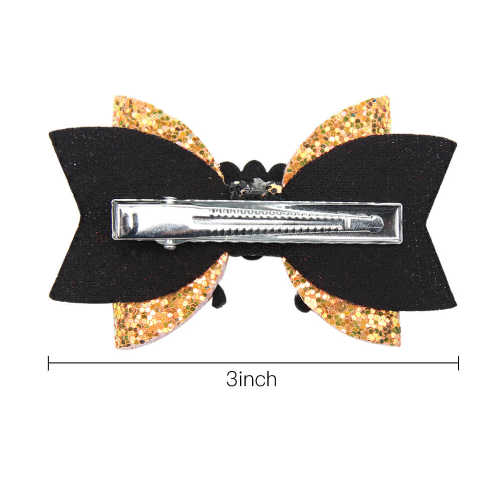 Glitter Layered Bow Halloween Hair Clips