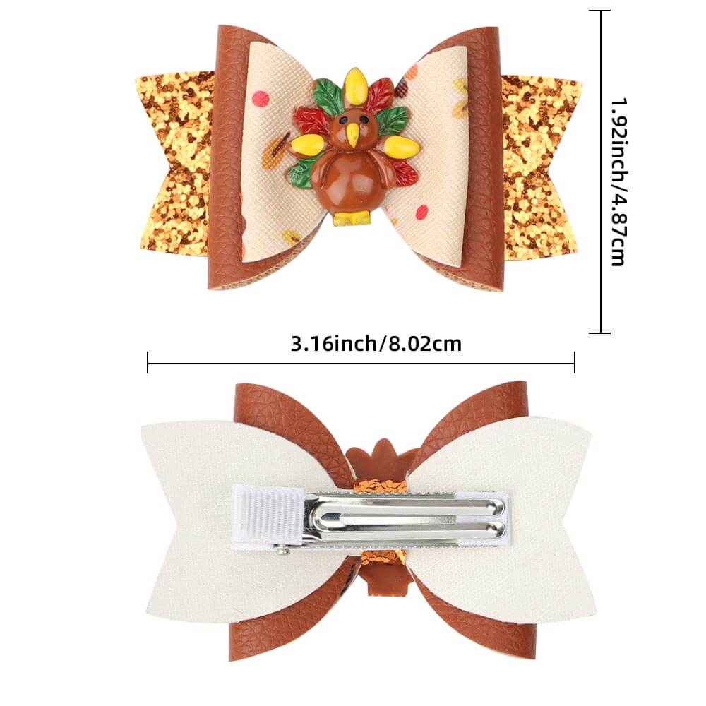 Thanksgiving Glitter Hair Clips