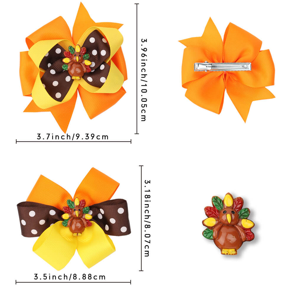 Bright Color Turkey Hair Bows