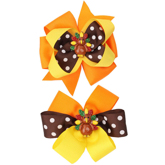 Bright Color Turkey Hair Bows