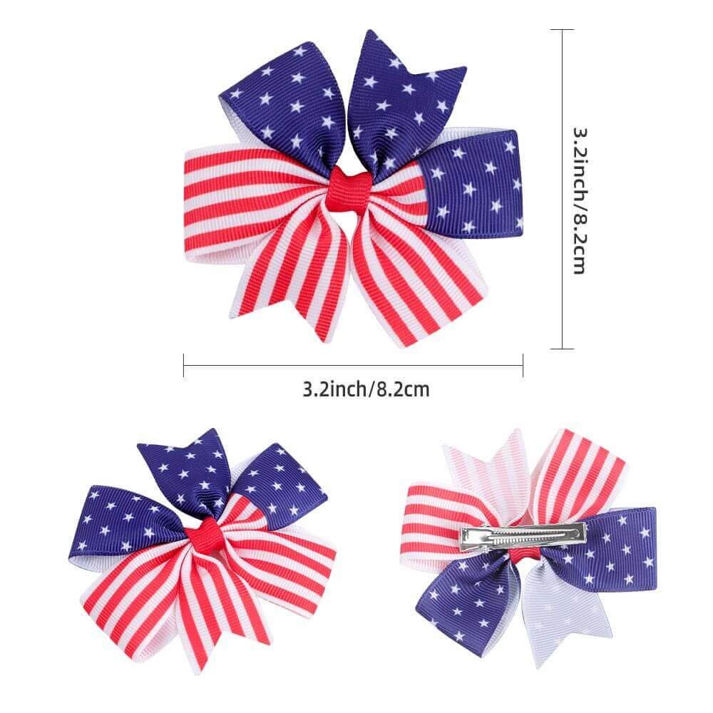 4PCS Patriotic Pinwheel Hair Bows