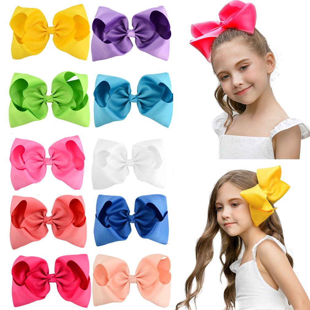 8 Inches Oversized Solid Color Hair Bows