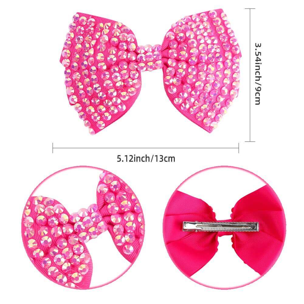 2PCS 5'' Rhinestone Girl Hair Bows