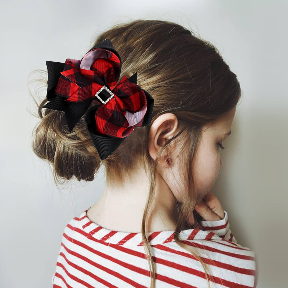 Grids Pattern Girl Hair Bows