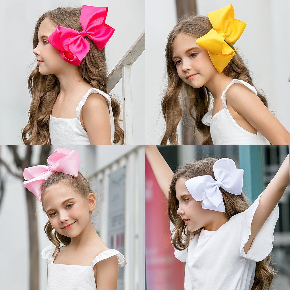 8 Inches Oversized Solid Color Hair Bows