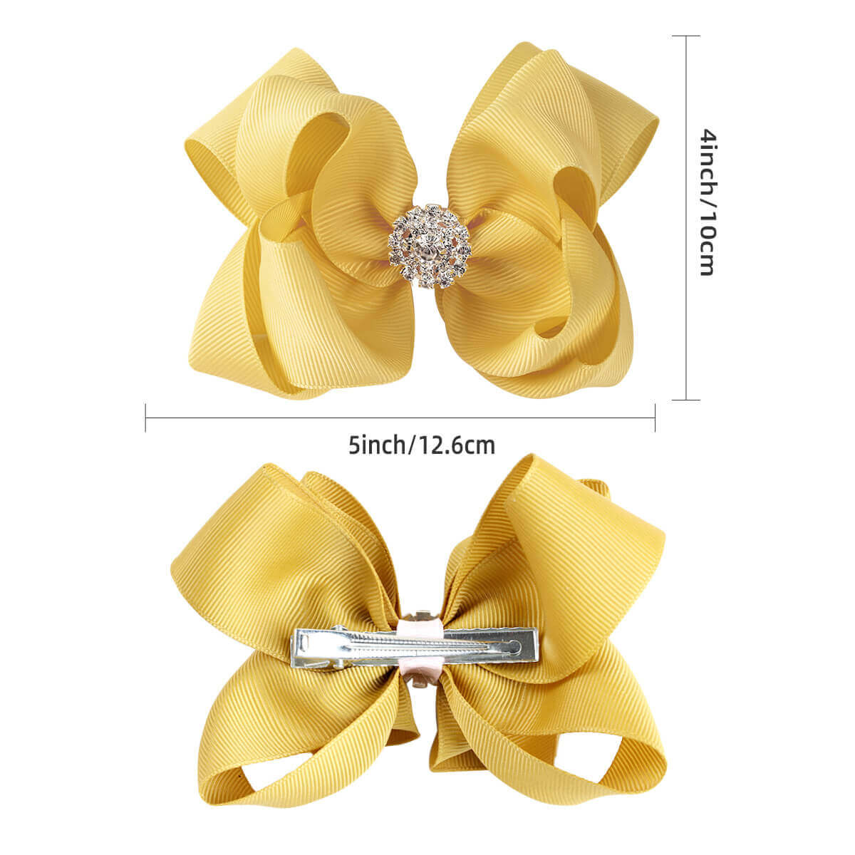 5'' Solid Color Hair Bows with Rhinestone