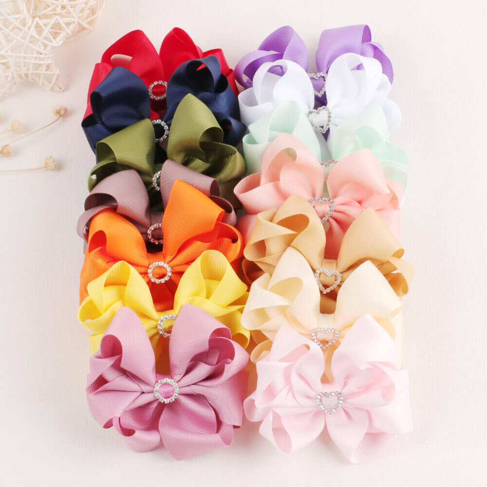 4'' Rhinestone Grosgrain Hair Bows