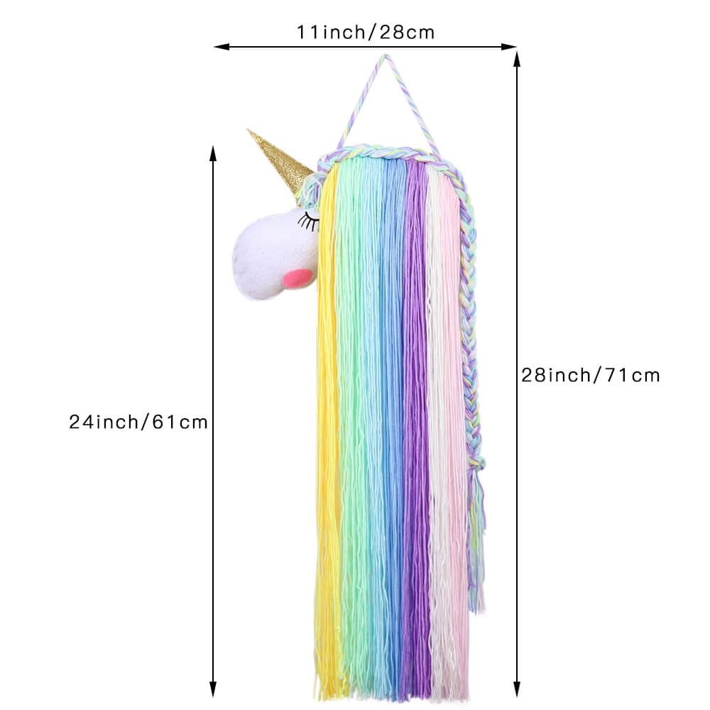 Unicorn Yarn Tassels Hair Bow Holder - Rainbow