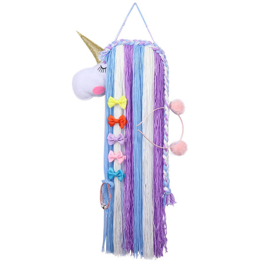 Unicorn Yarn Tassels Hair Bow Holder - Purple Blue