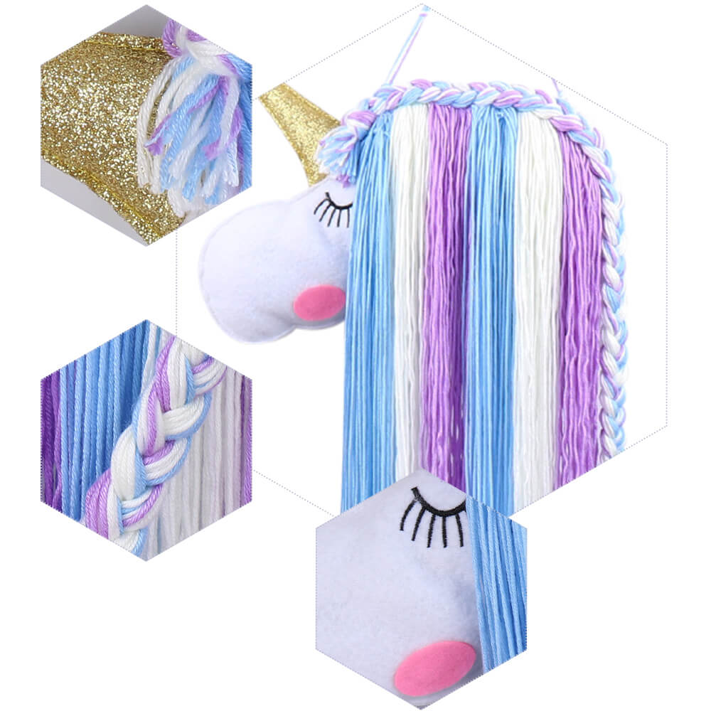 Unicorn Yarn Tassels Hair Bow Holder - Purple Blue