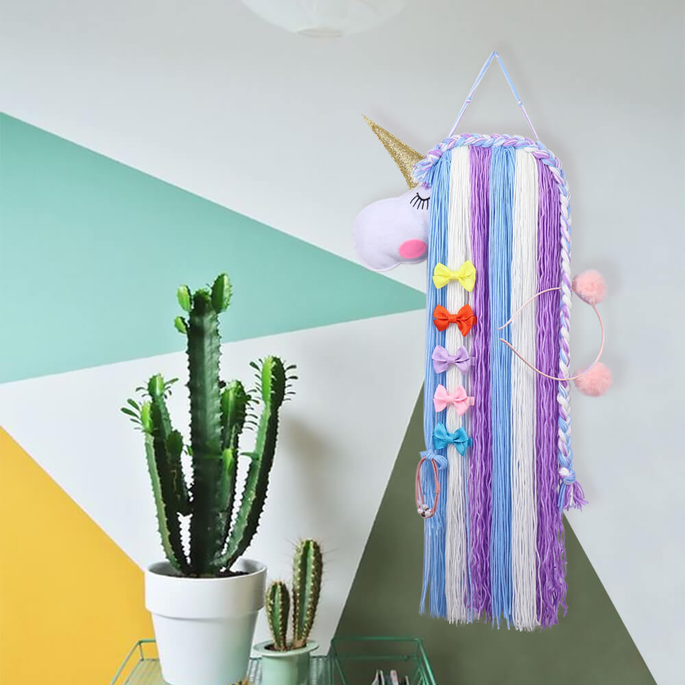 Unicorn Yarn Tassels Hair Bow Holder - Purple Blue