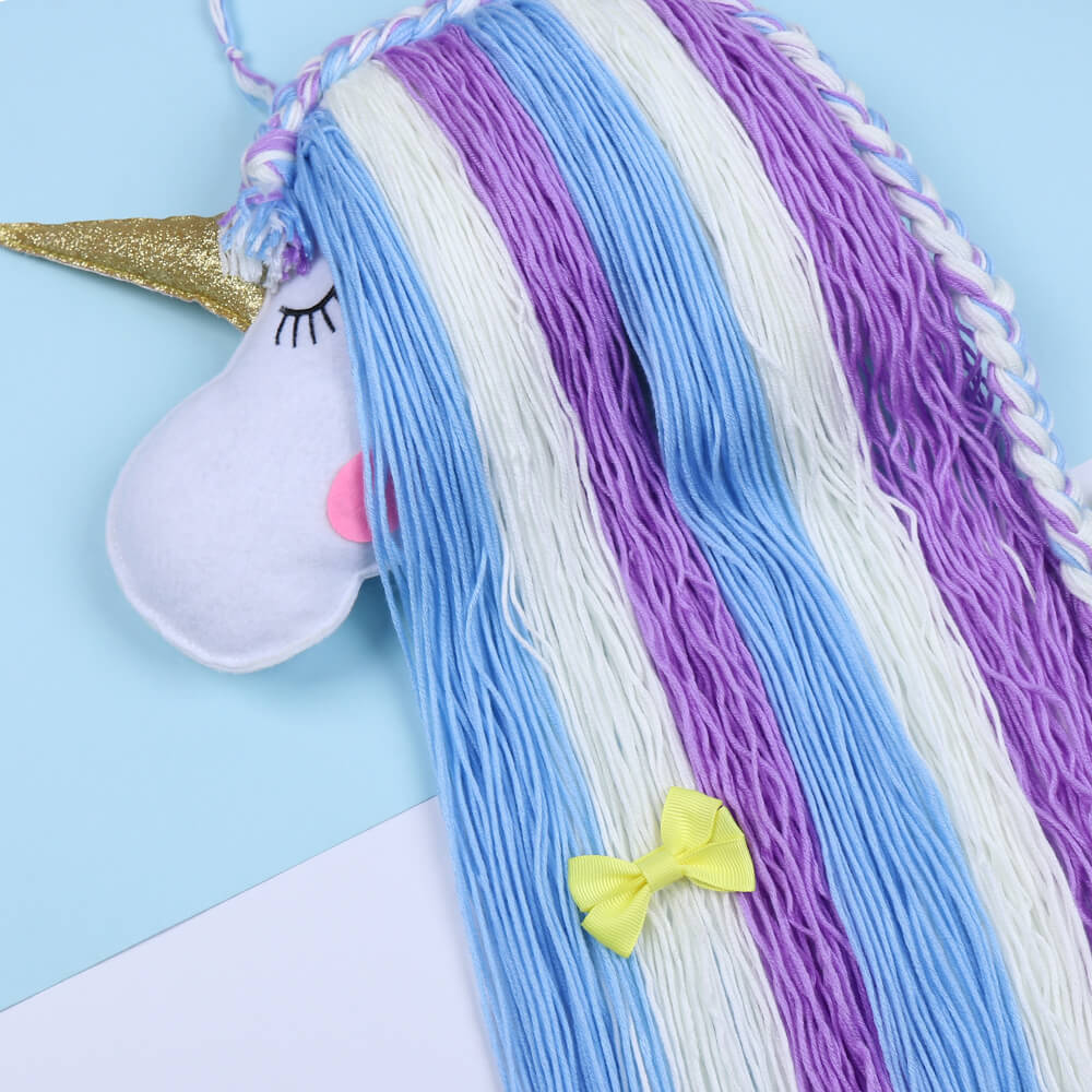 Unicorn Yarn Tassels Hair Bow Holder - Purple Blue