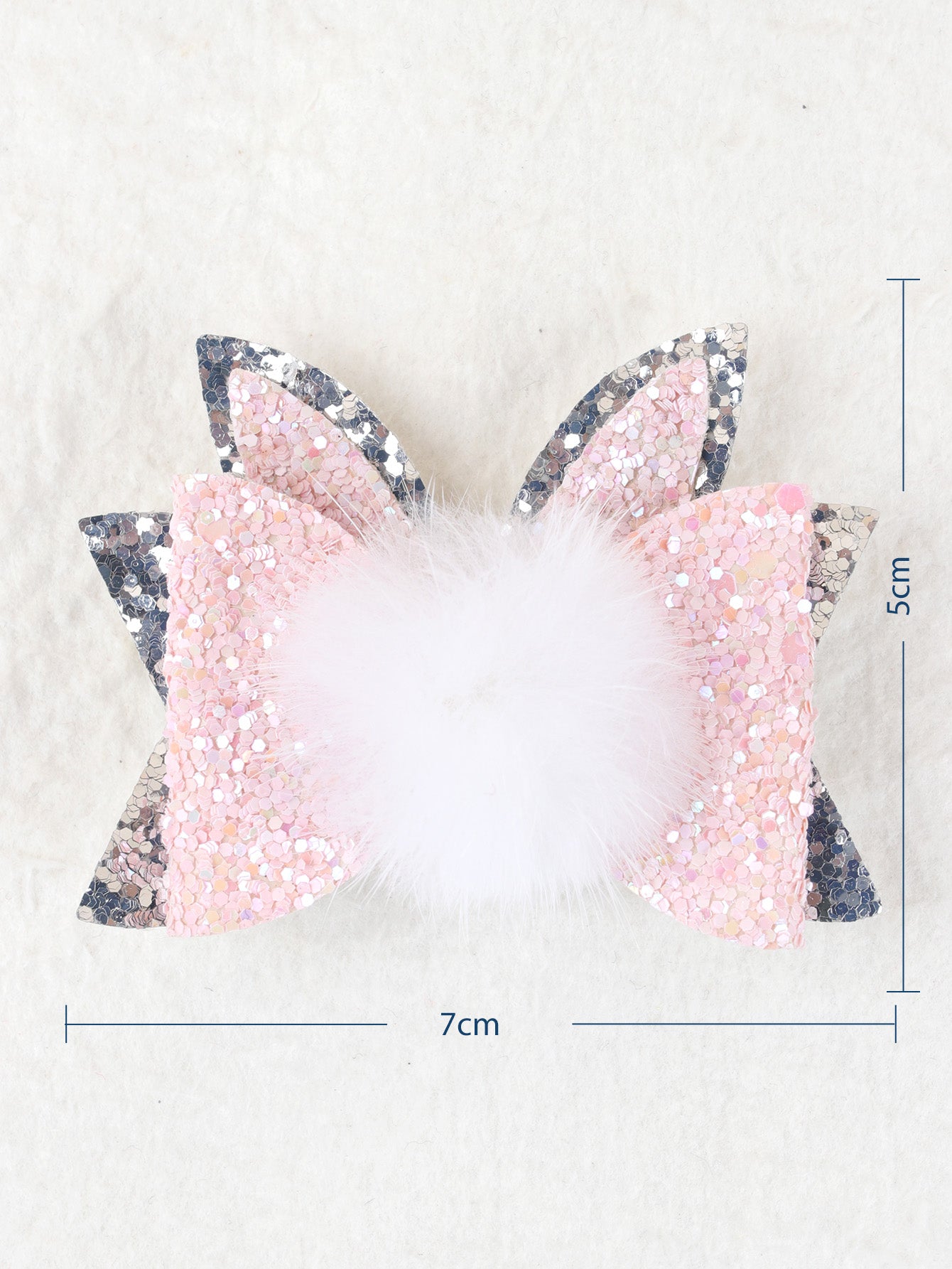 3'' Easter Glitter Hair Bow Bunny Tail Hair Clips