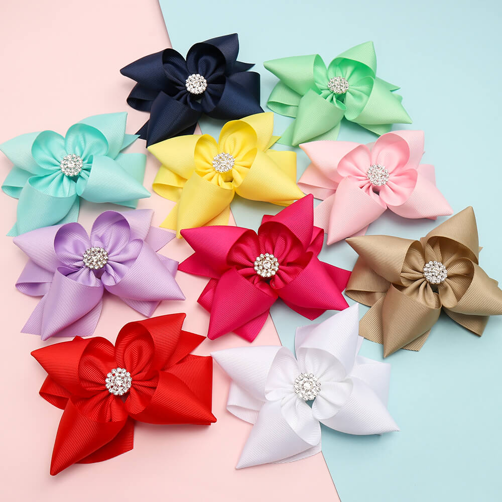 5'' Solid Stacked Rhinestone Hair Bows