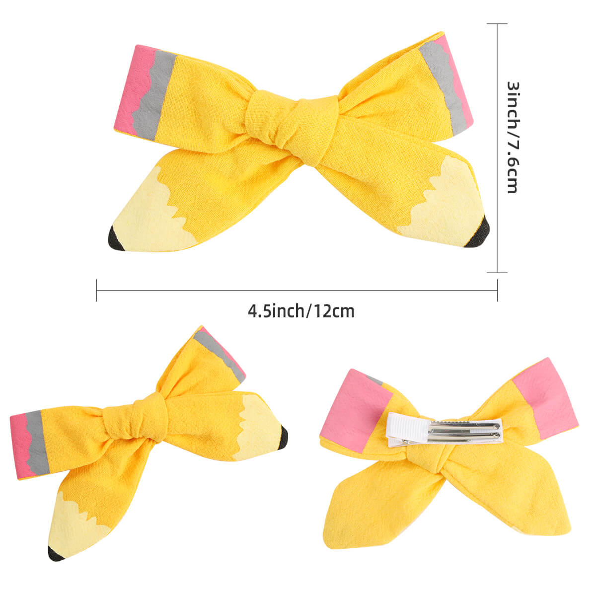 2PCS Cute Back to School Hair Bows