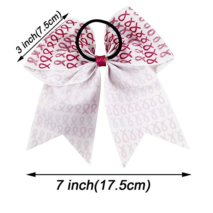 20PCS Breast Cancer Awareness Glitter Cheer Bows