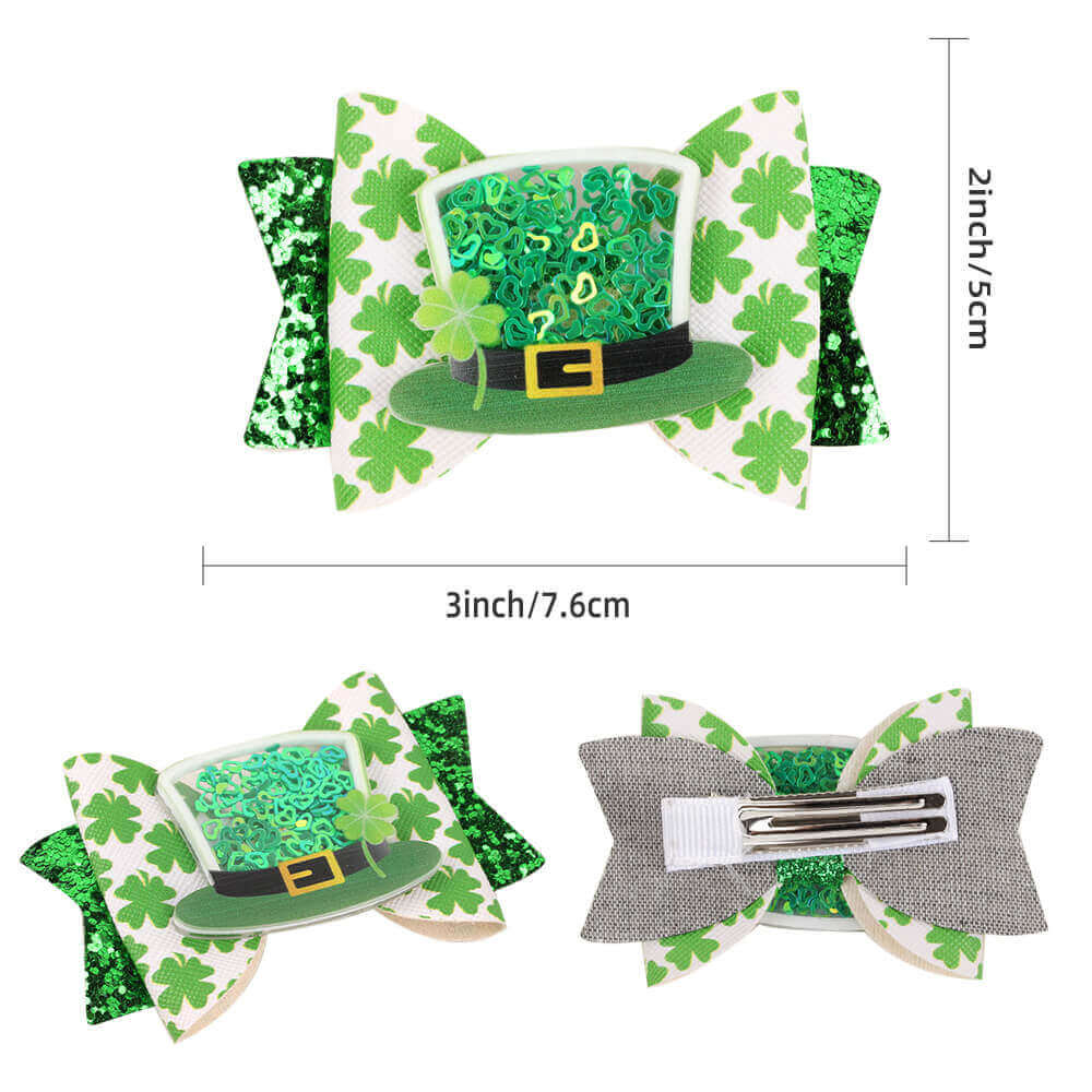 St Patrick Quicksand Glitter Hair Clips