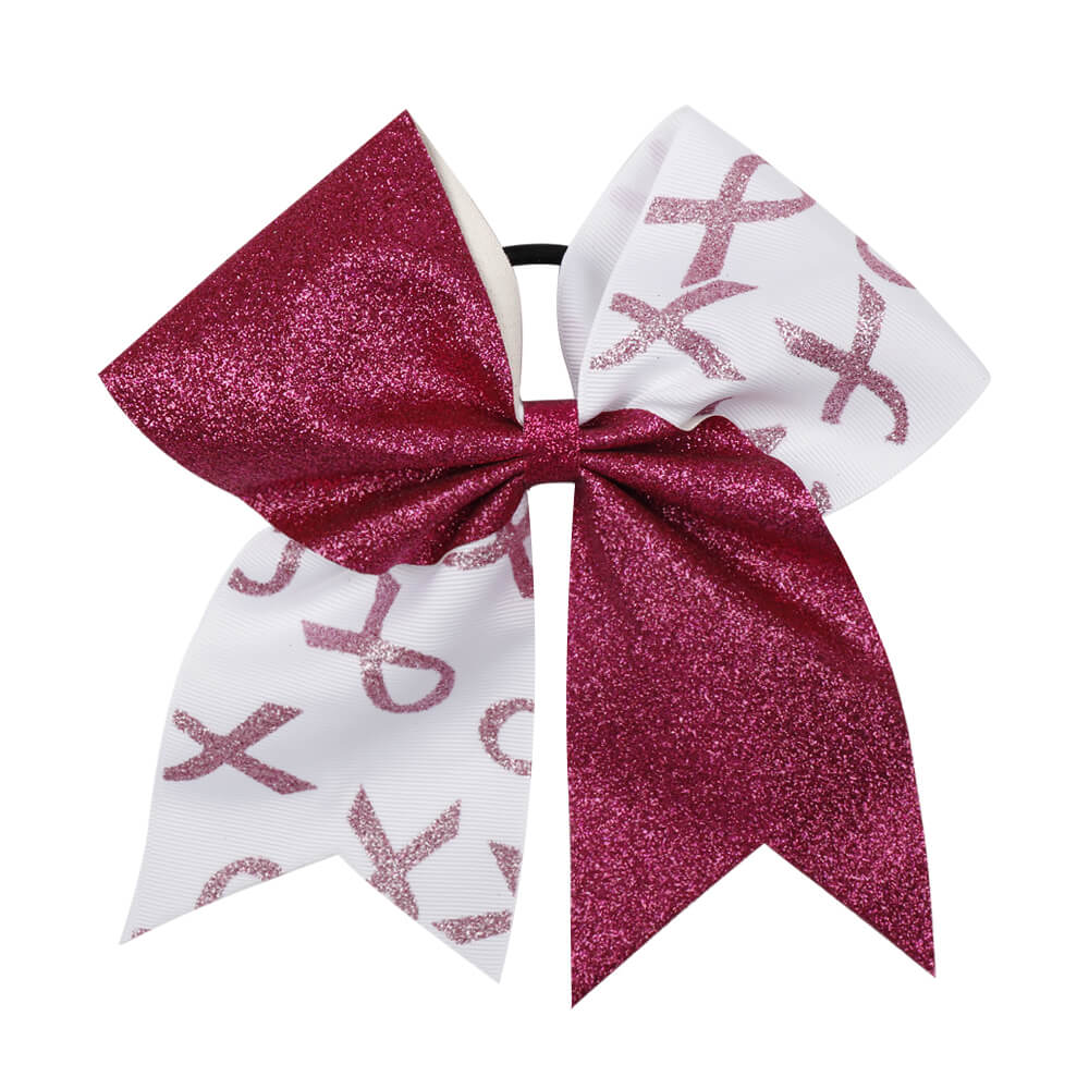 20PCS Breast Cancer Awareness Pink Glitter Cheer Bows