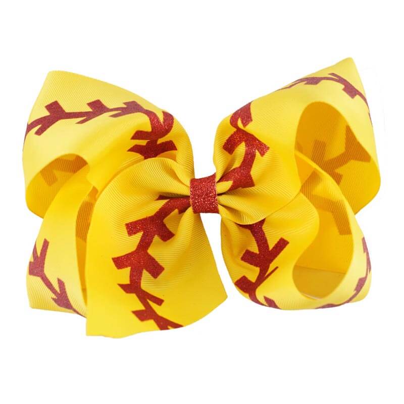 Large Softball Ribbon Hair Bows | Boutique Baseball for Girls
