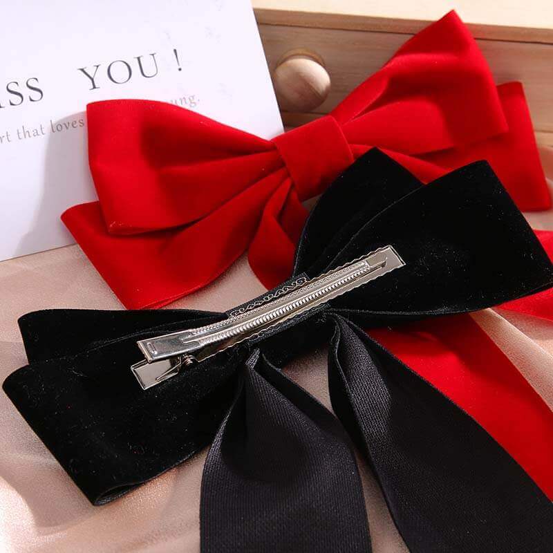 Large Velvet Bow Hair Clips