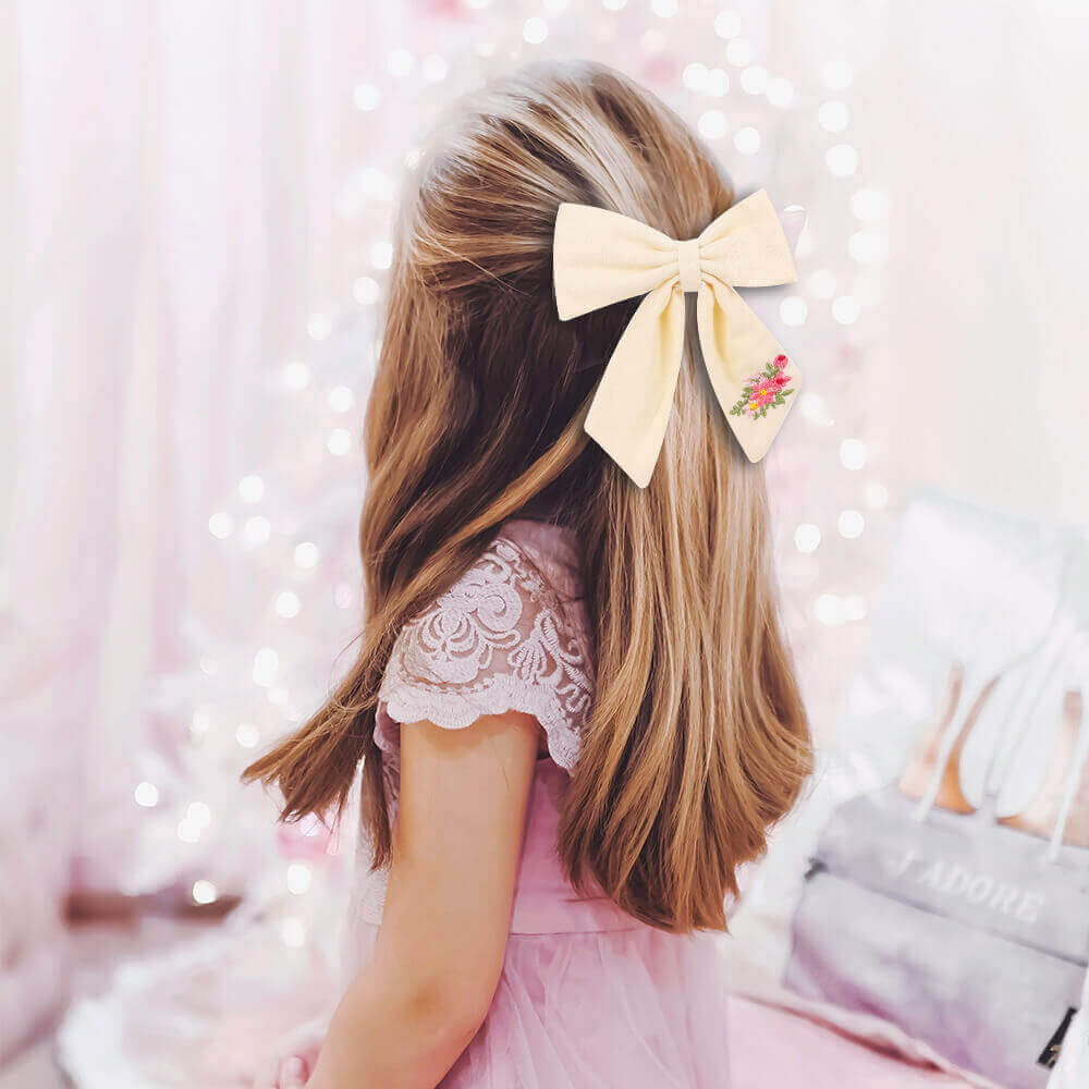 5'' Embroidered Flower Cheer Bows