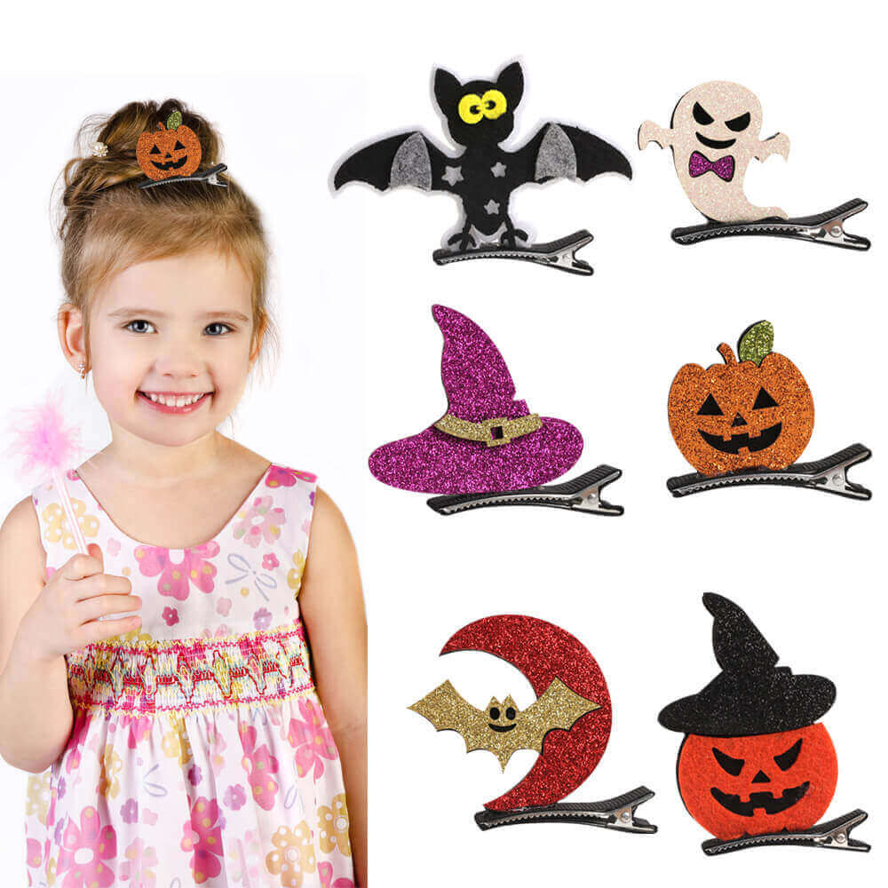 Halloween Glitter Pumpkin Hair Clips