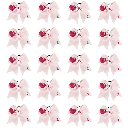 20PCS 7'' Breast Cancer Awareness Cheer Bows