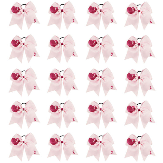 20PCS 7'' Breast Cancer Awareness Cheer Bows