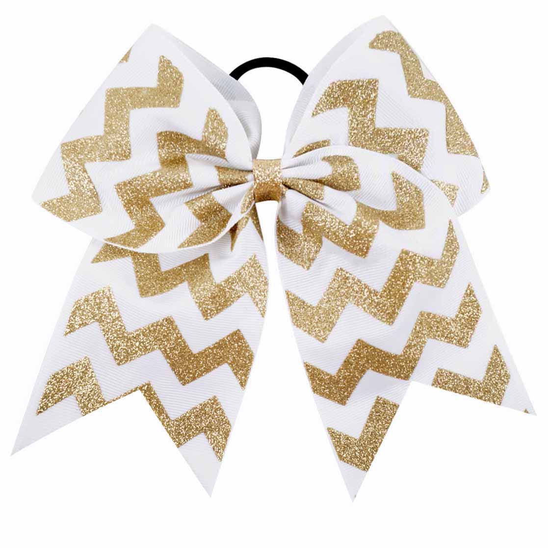 20PCS Silver Wave Chunky Glitter Cheer Bows