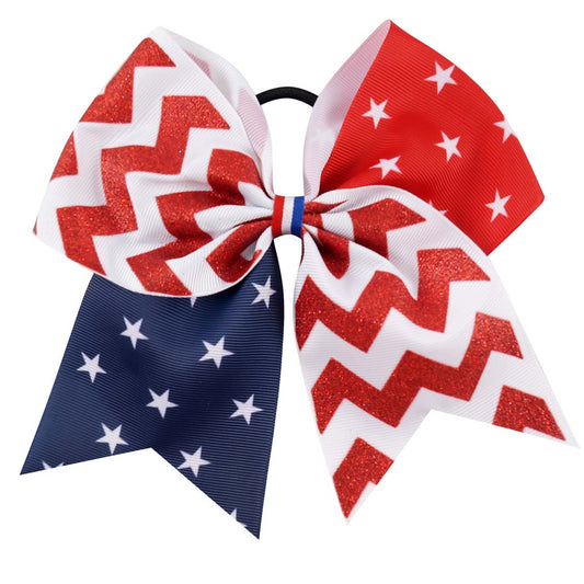 American Flag Cheer Bow