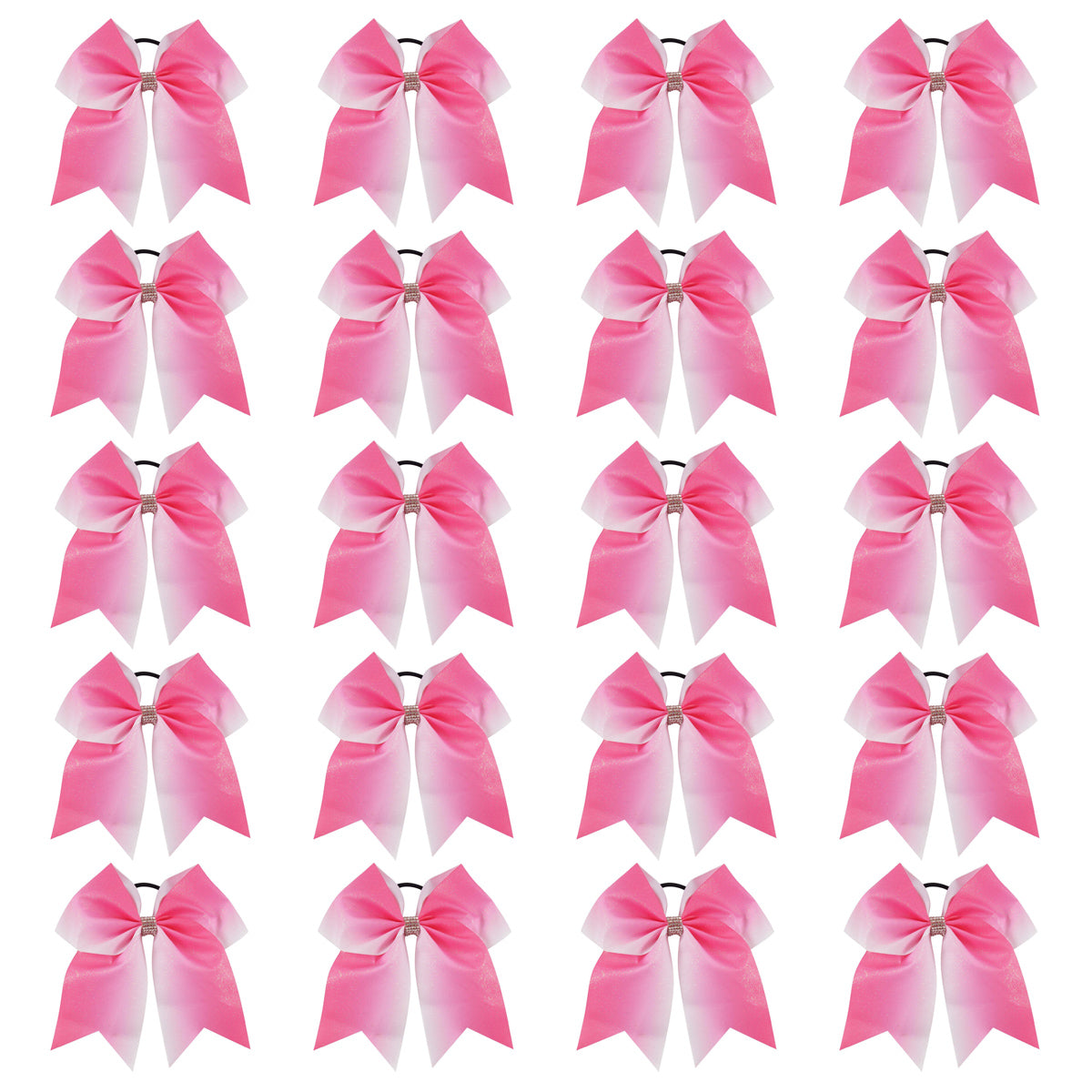 20PCS Gradient Pink Glitter Cheer Bows