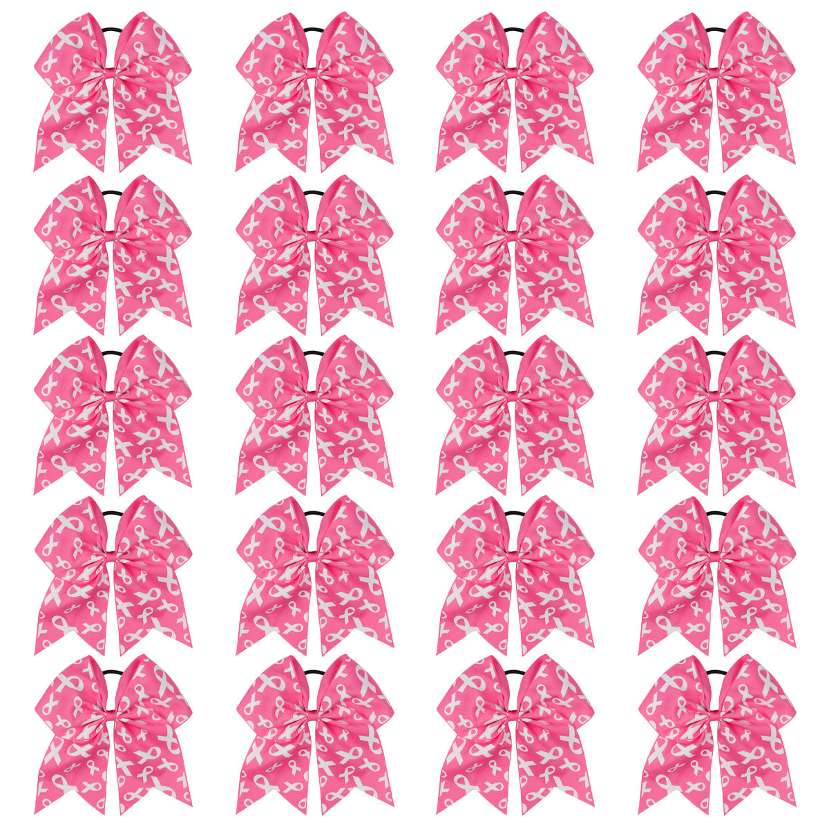 20PCS Hot Pink Breast Cancer Cheer Bows