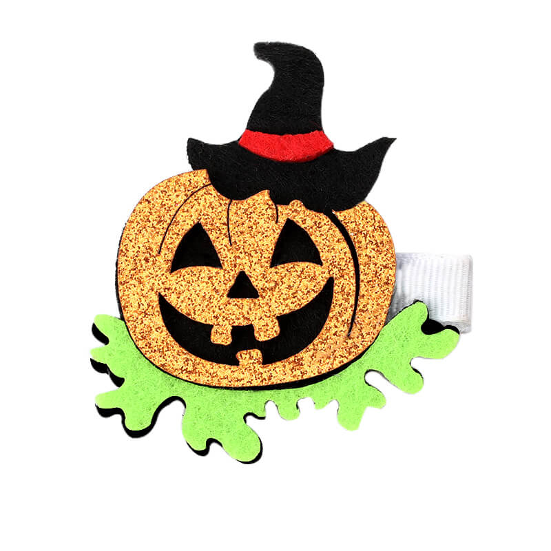 Felt Bat Glitter Pumpkin Hair Clips