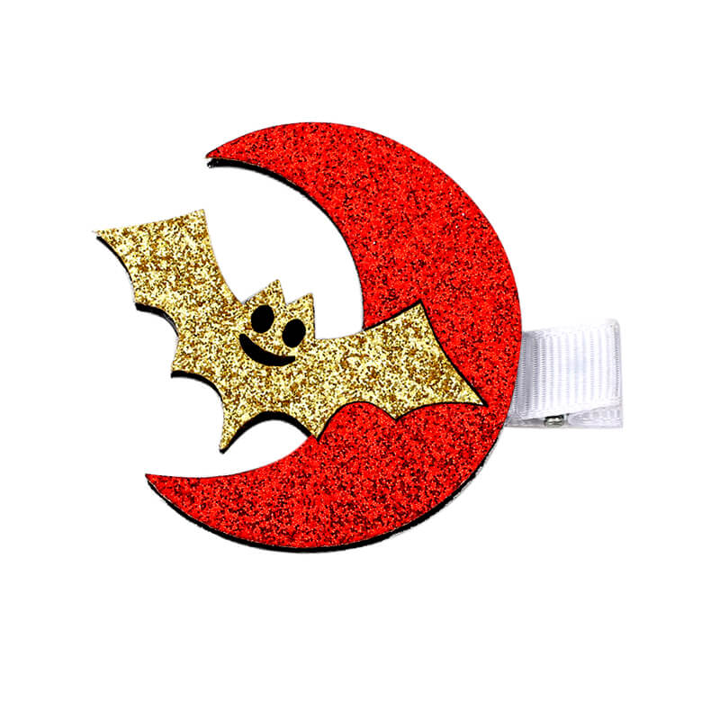 Felt Bat Glitter Pumpkin Hair Clips