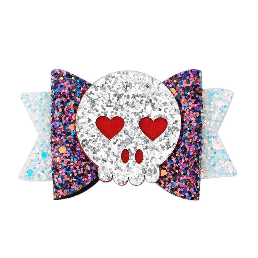 Glitter Skull Hair Clips