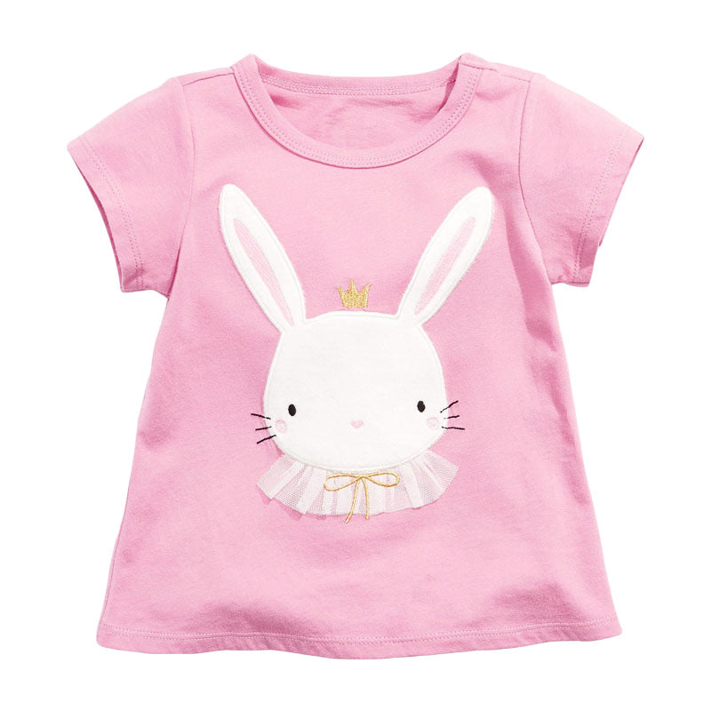 Crown Rabbit Pattern Little Girl Tops