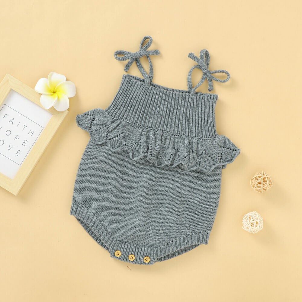 Solid Color Sling Baby Knitted Romper