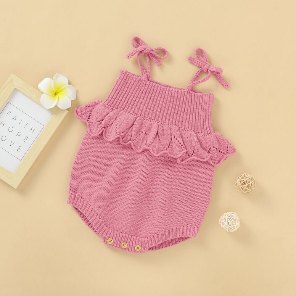 Solid Color Sling Baby Knitted Romper