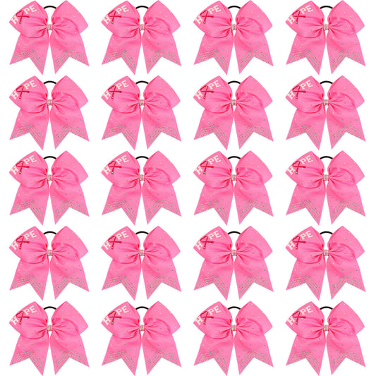 20PCS Breast Cancer Rhinestone Cheer Bows