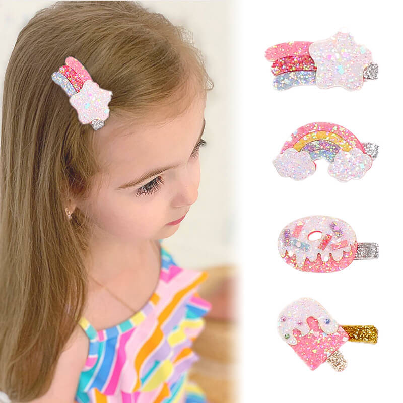 4PCS Candy Rainbow Cloud Hair Clips