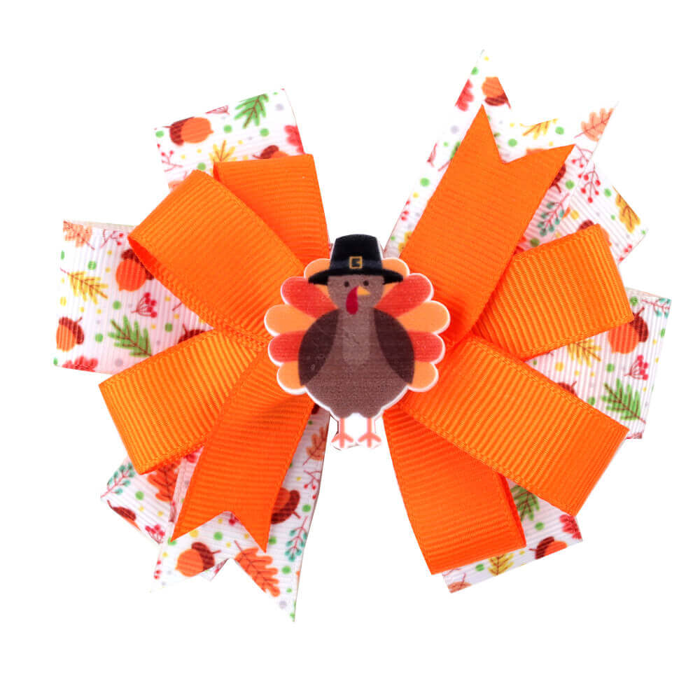 4'' Thanksgiving Ribbon Hair Bows