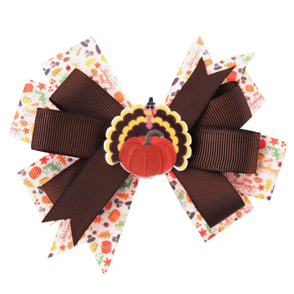 4'' Thanksgiving Ribbon Hair Bows