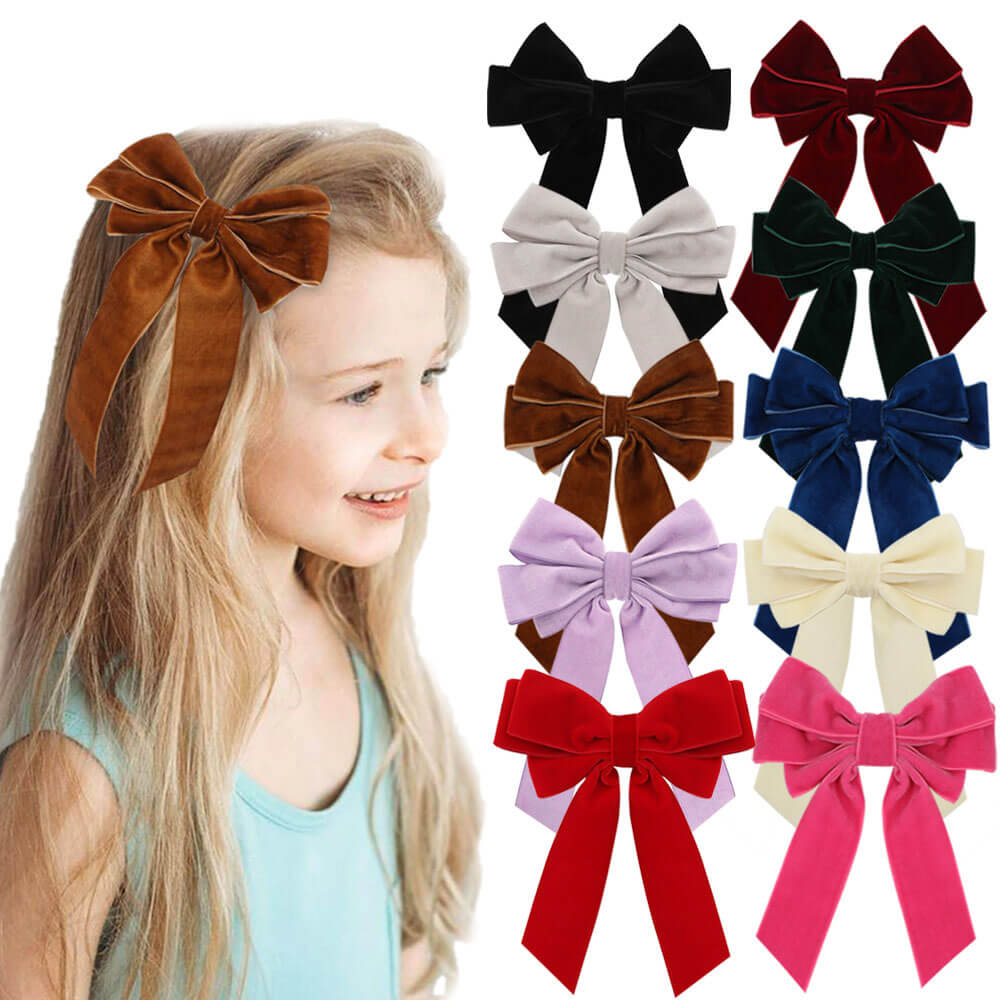 Oversize Winter Velvet Bow Girls Hair Clips