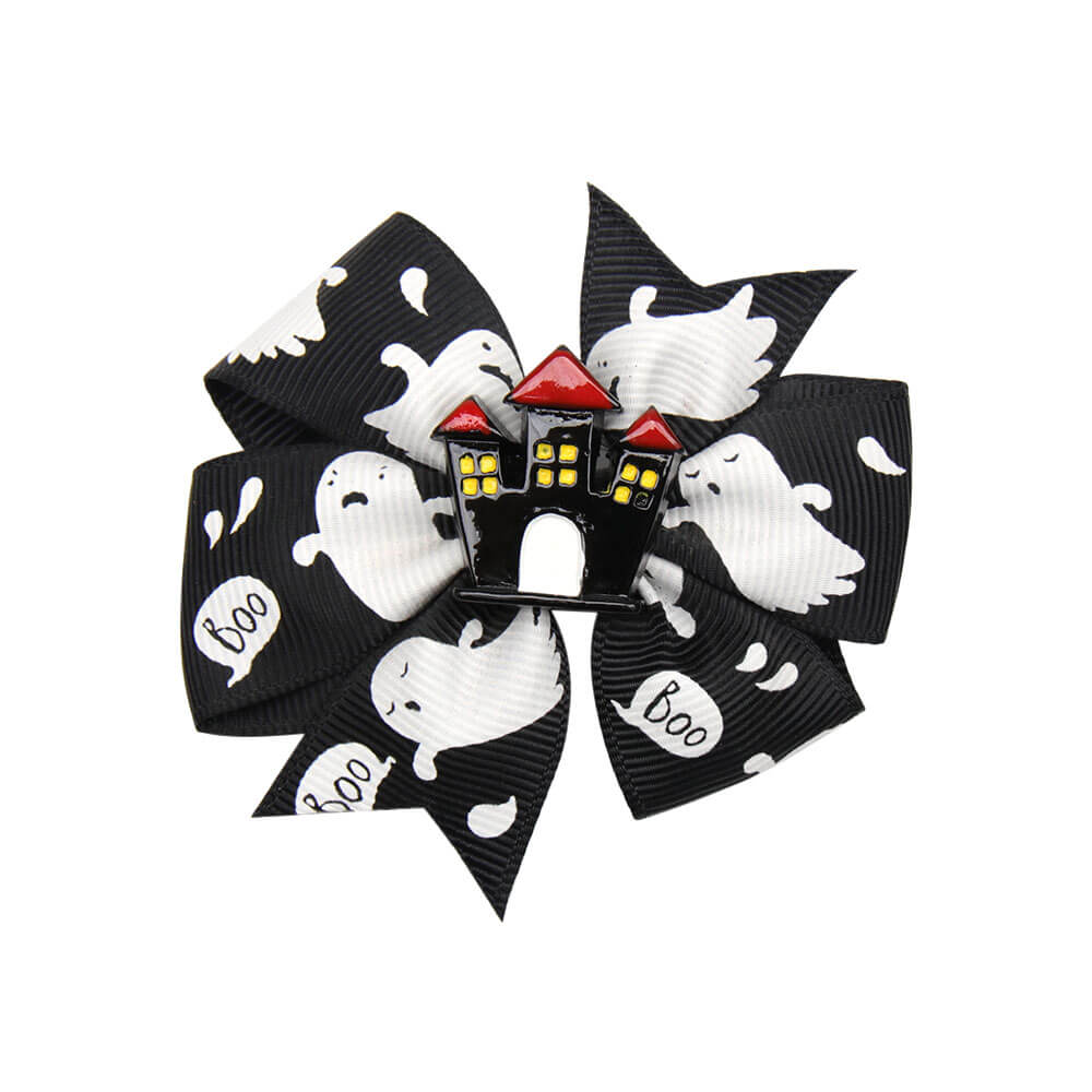 Halloween Printed Ribbon Pinwheel Hair Bows